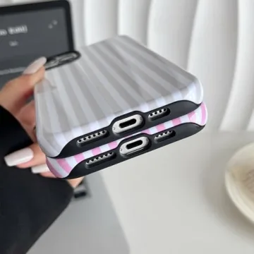 Longlayss Cute Striped Case for iPhone 14 Plus/15 Plus