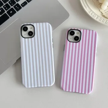 Longlayss Cute Striped Case for iPhone 14 Plus/15 Plus