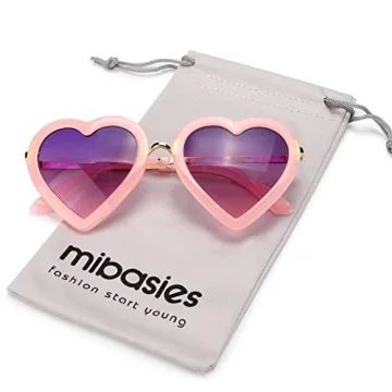 mibasies Cute Heart Shaped Sunglasses for Kids Age 3-10