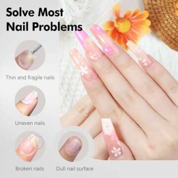 FZANEST Clear Rubber Builder Base Gel Nail Polish,5 in 1 15ml Builder Gel For Nails In A Bottle,Nail Strengthener Gel,Quick Extension Nail Gel,Soak Off Long Lasting UV LED Rubber Base Coat