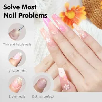 FZANEST Clear Rubber Builder Base Gel Nail Polish,5 in 1 15ml Builder Gel For Nails In A Bottle,Nail Strengthener Gel,Quick Extension Nail Gel,Soak Off Long Lasting UV LED Rubber Base Coat