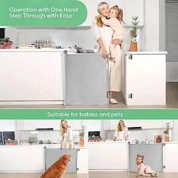 Likzest Retractable Baby Gate, Mesh Baby and Pet Gate 33" Tall, Extends up to 55" Wide, Child Safety Baby Gates for Stairs Doorways Hallways, Dog Gate Cat Gate for Indoor and Outdoor (Gray)