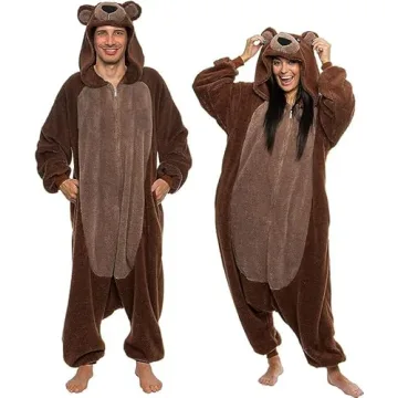 Funziez! Sherpa Bear Adult Onesie - Cozy Plush Teddy Costume Perfect for Parties
