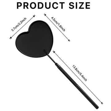 Miuffue Lovely Lash Mirror, Heart Shaped Detachable Stainless Steel Eyelash Mirror, 2.2inch Lash Mirror for Eyelash Extensions, Lash Extension Supplies and Tool for Lash Techs, Black