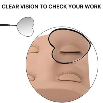 Miuffue Lovely Lash Mirror, Heart Shaped Detachable Stainless Steel Eyelash Mirror, 2.2inch Lash Mirror for Eyelash Extensions, Lash Extension Supplies and Tool for Lash Techs, Black