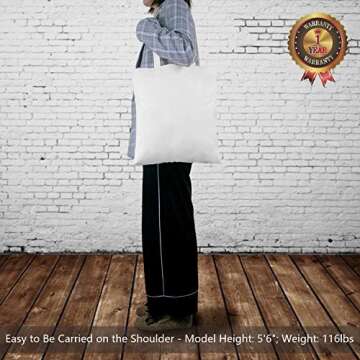 TOPDesign 5-Pack Economical 16"x15" White Cotton Tote Bag, Lightweight Medium Reusable Grocery Shopp...