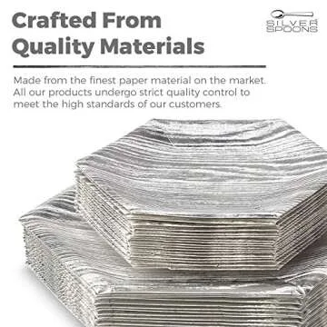 Silver Spoons PARTY DISPOSABLE 36 PC DINNERWARE SET Heavyweight Paper Plates | Hexagon Design | for Upscale Wedding and Dining (Wood Collection – White, 18 Servings