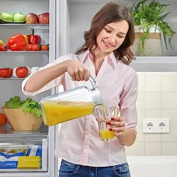 AiHeart Glass Pitcher Set - 2 Stylish 63oz Beverage Containers