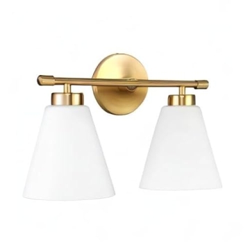 Hamilyeah Gold Bathroom Vanity Light with Glass Shade