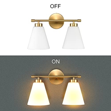 Hamilyeah Gold Bathroom Vanity Light with Glass Shade