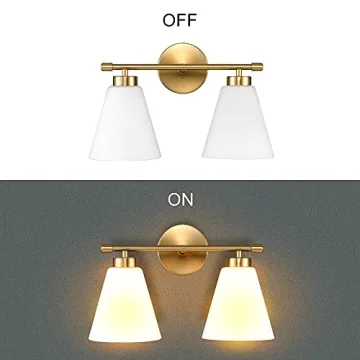 Hamilyeah Gold Bathroom Vanity Light with Glass Shade