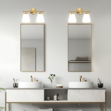 Hamilyeah Gold Bathroom Vanity Light with Glass Shade