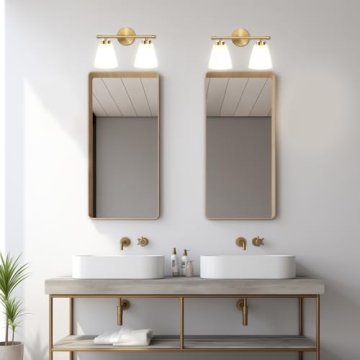 Hamilyeah Gold Bathroom Vanity Light with Glass Shade
