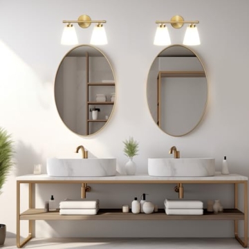 Hamilyeah Gold Bathroom Vanity Light with Glass Shade