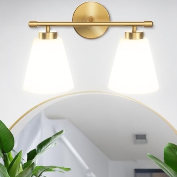 Hamilyeah Gold Bathroom Vanity Light with Glass Shade