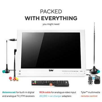 Tyler 13.3” Portable TV with 1080P Display & Battery
