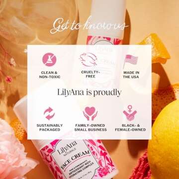 LilyAna Naturals Face and Neck Moisturizer for Women and Men - Moisturizer Face and Neck Cream for Dry Skin and Dark Spot Brightening - Rose and Pomegranate Extracts - 1.7oz