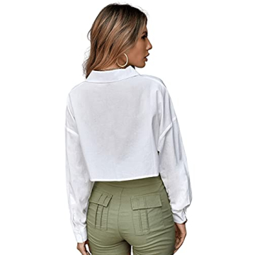 SweatyRocks Women's Long Sleeve Cropped Button Blouse