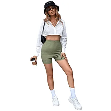 SweatyRocks Women's Long Sleeve Cropped Button Blouse