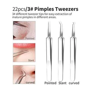 2024 Professional Pimple Popper Tool Kit - 22 PCS Blackhead Remover Tools for Acne and Zit Popping Comedone Extractor with Magnifying Glass and Alcohol Pad