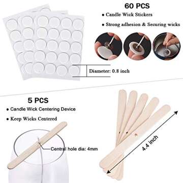 Bulk Cotton Candle Wick Set with Stickers and Holders