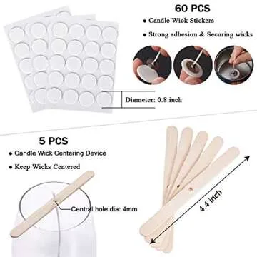 Bulk Cotton Candle Wick Set with Stickers and Holders