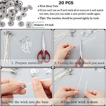 Bulk Cotton Candle Wick Set with Stickers and Holders