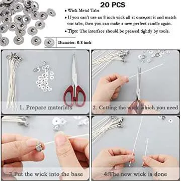 Bulk Cotton Candle Wick Set with Stickers and Holders