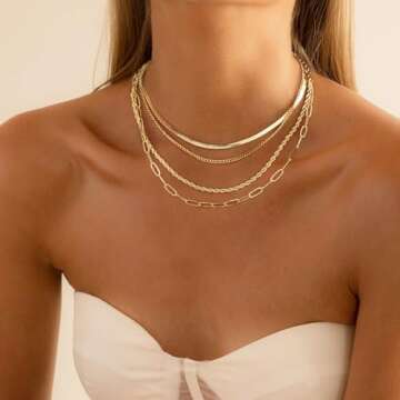 MFRYK Layered Gold Necklaces Set for Elegant Women