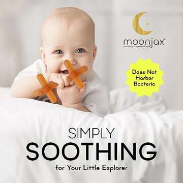 Moonjax Natural Rubber Baby Teething Toys - Baby teether for Infants, Toddlers, Newborns, CPSIA Cert...