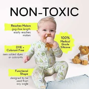 Moonjax Natural Rubber Baby Teething Toys - Baby teether for Infants, Toddlers, Newborns, CPSIA Certified