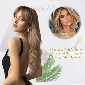 Stunning Lativ Ombre Blonde Wig with Bangs for Women