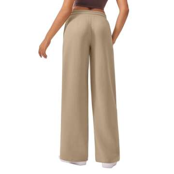 PINSPARK Baggy Wide Leg Sweatpants for Women Casual Pant Straight Leg Pants with Pocket and Drawstring Moon Gray XS