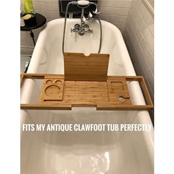 Bamboo Bathtub Tray Caddy for Wine and Reading