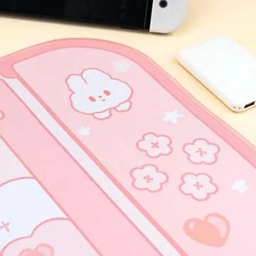 BelugaDesign Bunny Desk Mat - Cute Pink Gaming Mousepad