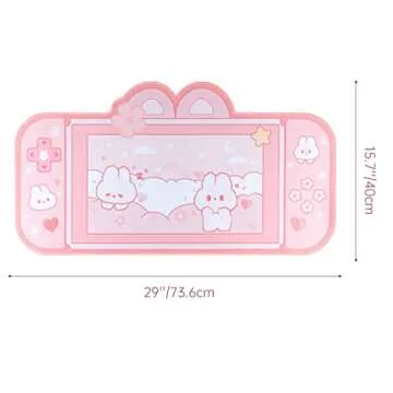 BelugaDesign Bunny Desk Mat - Cute Pink Gaming Mousepad