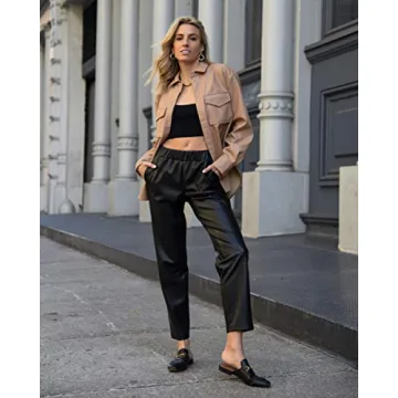The Drop Women's Faux Leather Slim Pull-On Jogger