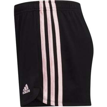 adidas Girls' Big 3-Stripes Mesh Shorts, Adi Black/Pink, Medium
