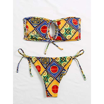 SOLY HUX Multicoloured Bandeau Bikini Set for Women