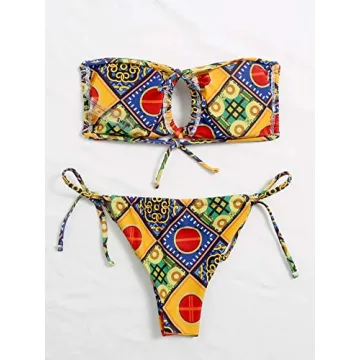 SOLY HUX Multicoloured Bandeau Bikini Set for Women