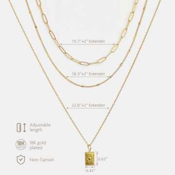 NAWU Layered Necklaces for Women,18K Gold Necklace for Women Trendy,Adjustable Necklace with Lobster Clasp,Gold Chain Set for Women Gifts