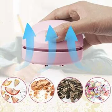 prowithlin Portable Desktop Vacuum Cleaner, USB Charging, Pink, Best for Cleaning Dust, Crumbs, Piano, Computer, Car etc.
