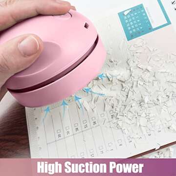 prowithlin Portable Desktop Vacuum Cleaner, USB Charging, Pink, Best for Cleaning Dust, Crumbs, Piano, Computer, Car etc.