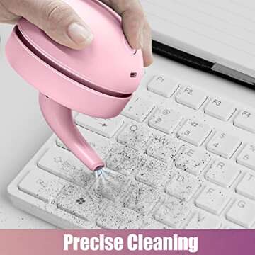 prowithlin Portable Desktop Vacuum Cleaner, USB Charging, Pink, Best for Cleaning Dust, Crumbs, Piano, Computer, Car etc.