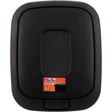 Hefty Touch-Lid 13.3-Gallon Trash Can, Black, Holds 13.3 Gallons and 50 Liters
