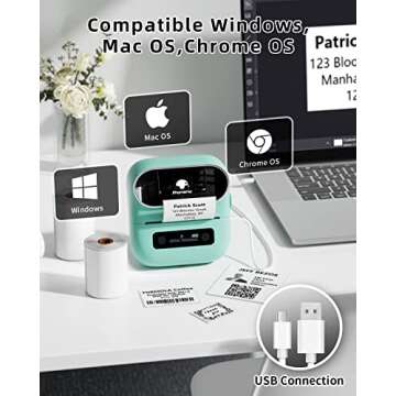 Phomemo M220 Label Maker, New Flagship 3.14 Inch Bluetooth Thermal Label Printer for Barcode, Address, Labeling, Mailing, File Folder, Portable Maker Easy to Use, Support with Smart Phone&PC