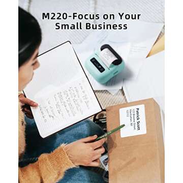 Phomemo M220 Label Maker, New Flagship 3.14 Inch Bluetooth Thermal Label Printer for Barcode, Address, Labeling, Mailing, File Folder, Portable Maker Easy to Use, Support with Smart Phone&PC