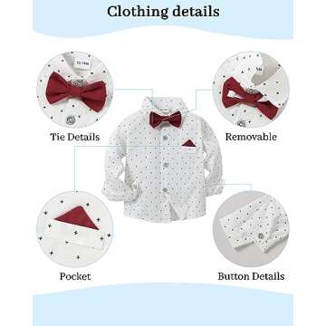 Disaur Toddler Boy Dress Outfit with Bow Tie & Suspenders
