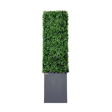 AGPL New Generation Artificial Hedge Green Wall with Dark Gray 201 Stainless Steel Planter Box (48" H 48" W12 D)