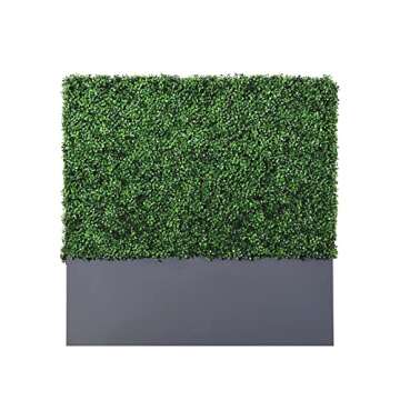 AGPL New Generation Artificial Hedge Green Wall with Dark Gray 201 Stainless Steel Planter Box (48" H 48" W12 D)